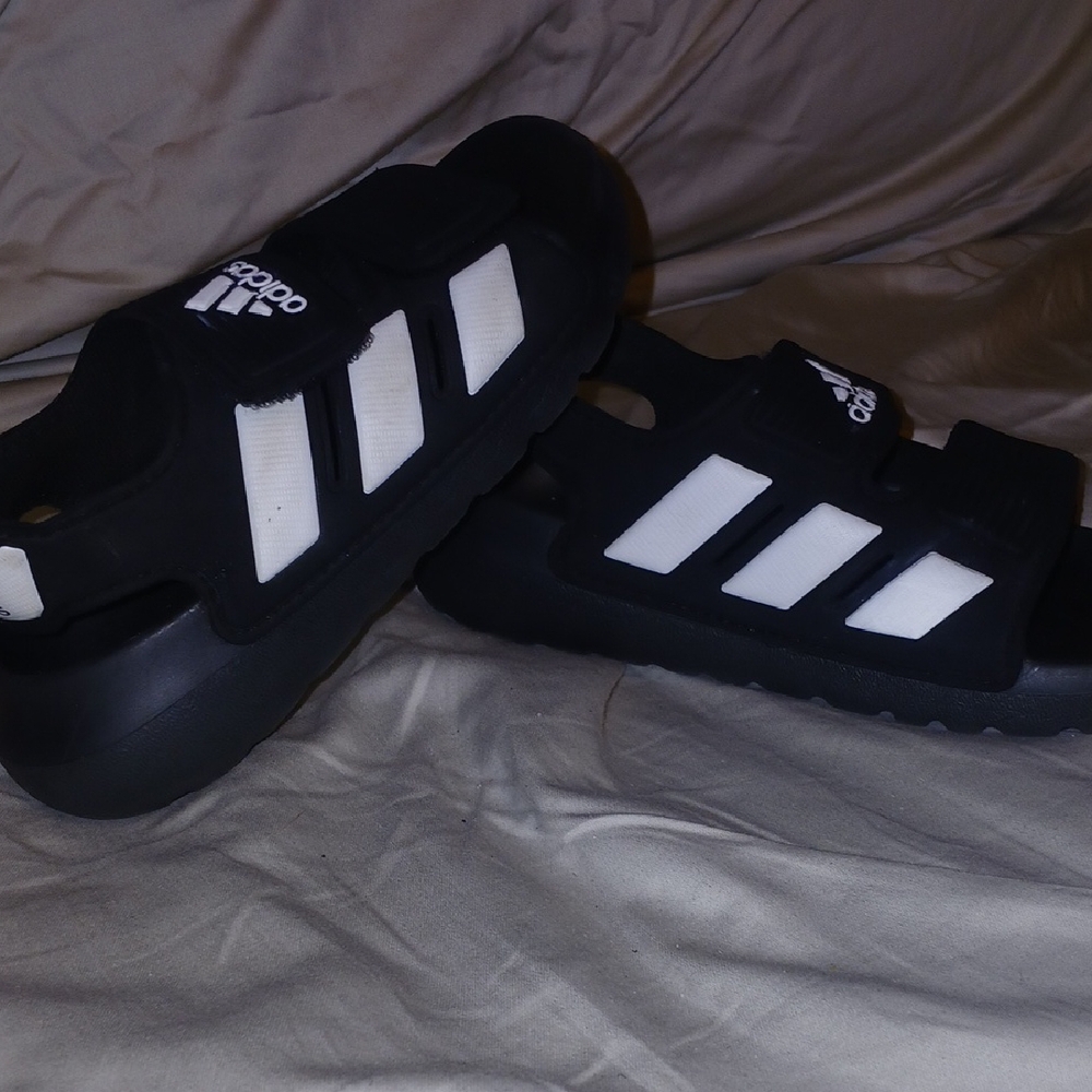 adidas Kids Black and White Sandals